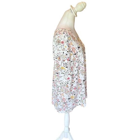 Peruvian Connection Short Sleeve Top Multicolor Floral Pima Cotton Womens XL - Picture 3 of 8